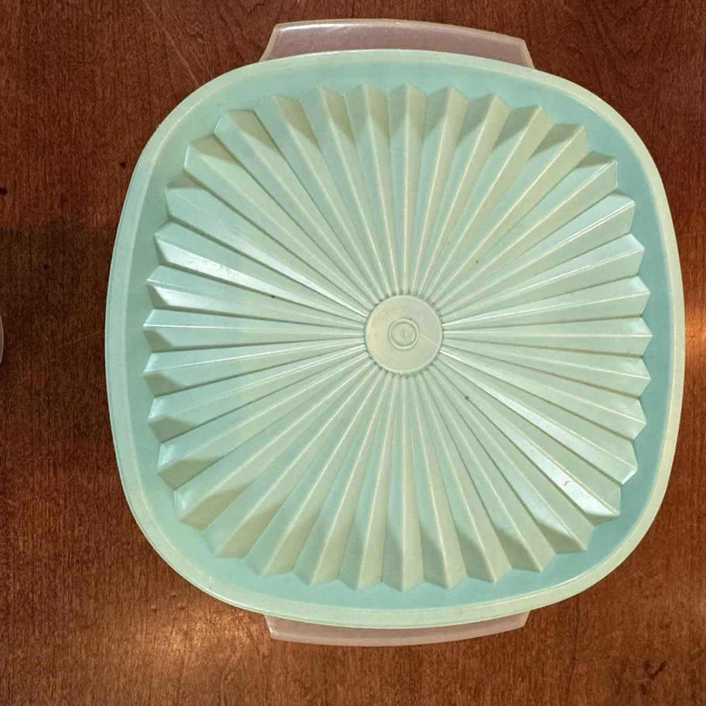 Set of 2 Tupperware Servalier Nesting Bowls Clear with Pastel Lids Nesting Bowel
